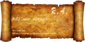 Römer Albert névjegykártya